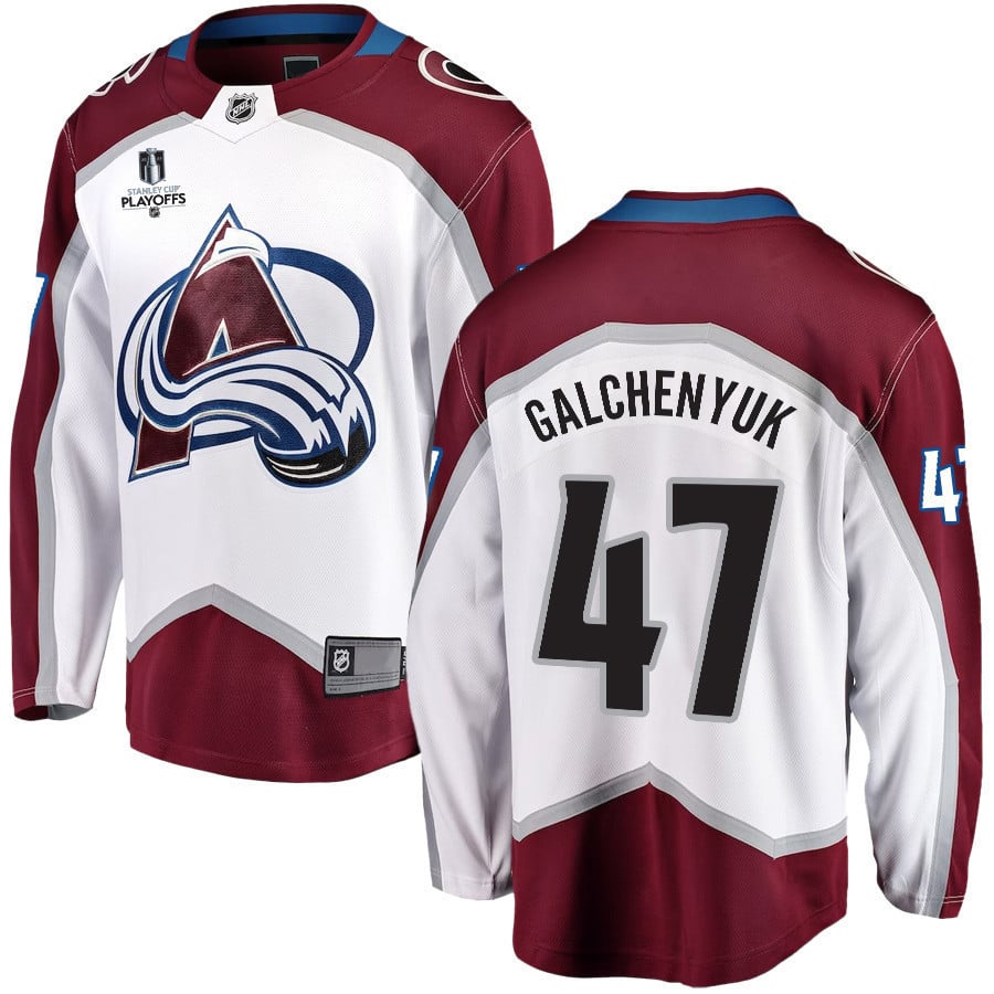 Alex Galchenyuk 47 Colorado Avalanche Stanley Cup 2023 Playoffs Patch Away Breakaway Men Jersey – White