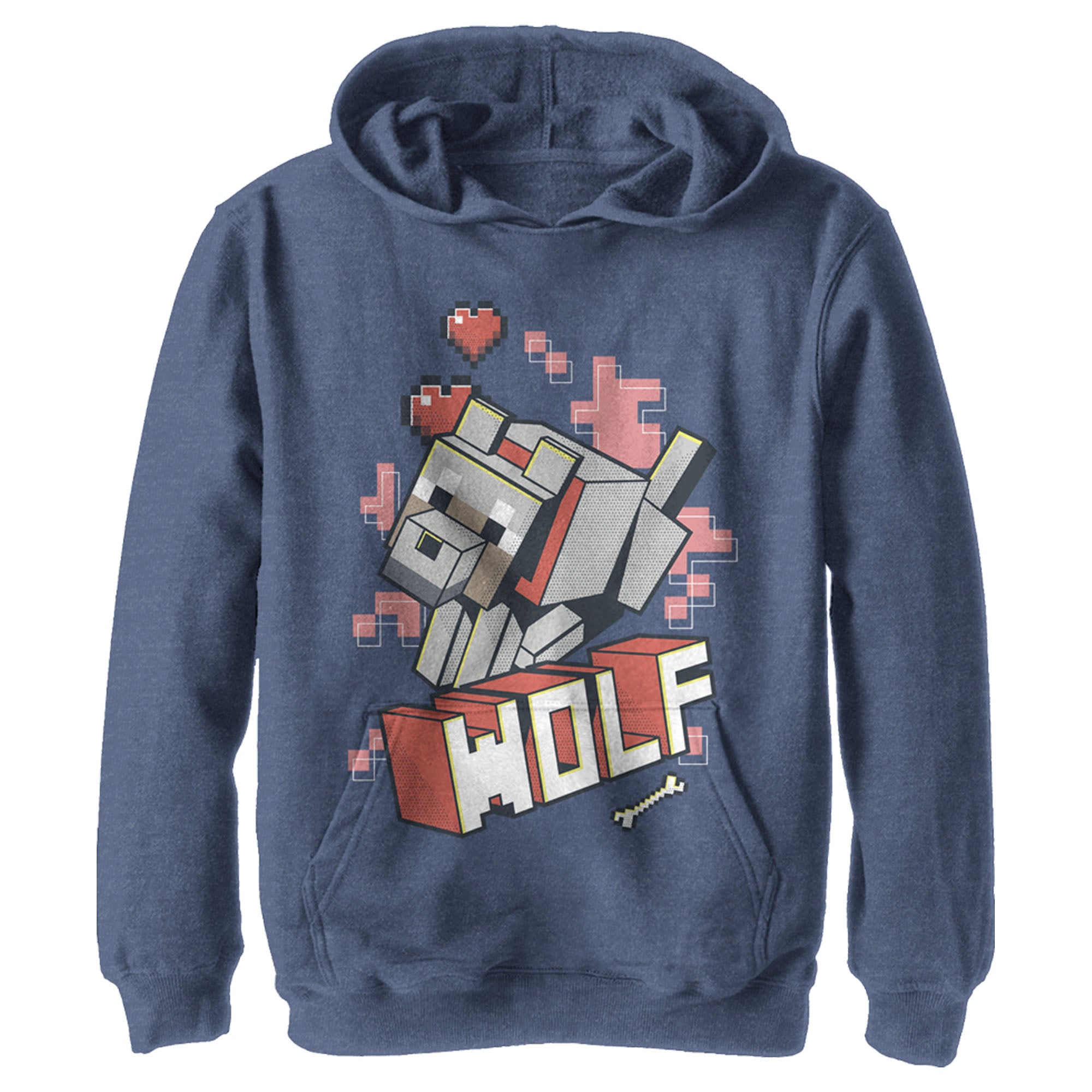 Minecraft Boy’S Wolf  Pull Over Hoodie