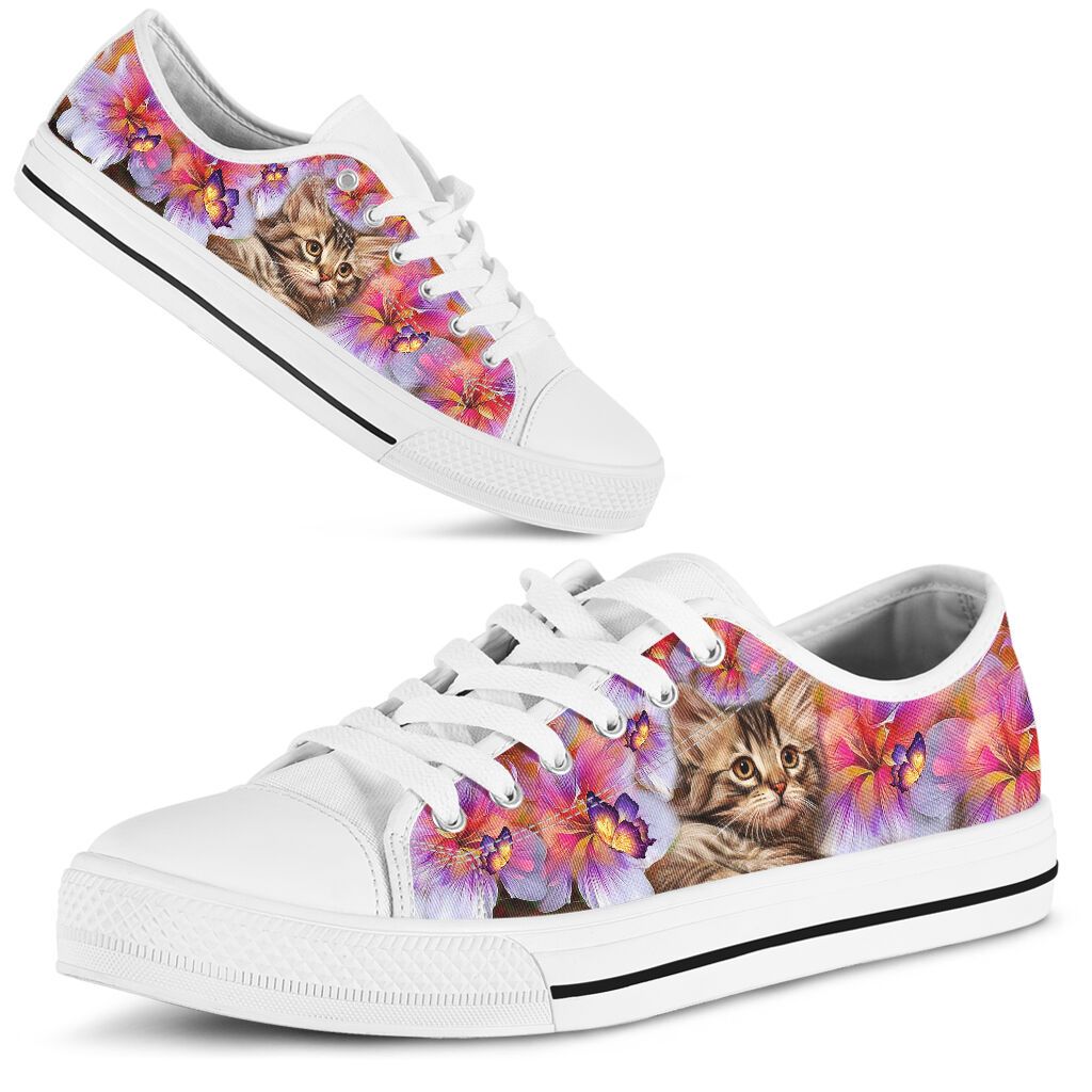 24DDTCT-BENGAL CAT – FLOWER DIGITAL PAINTING LOW TOP