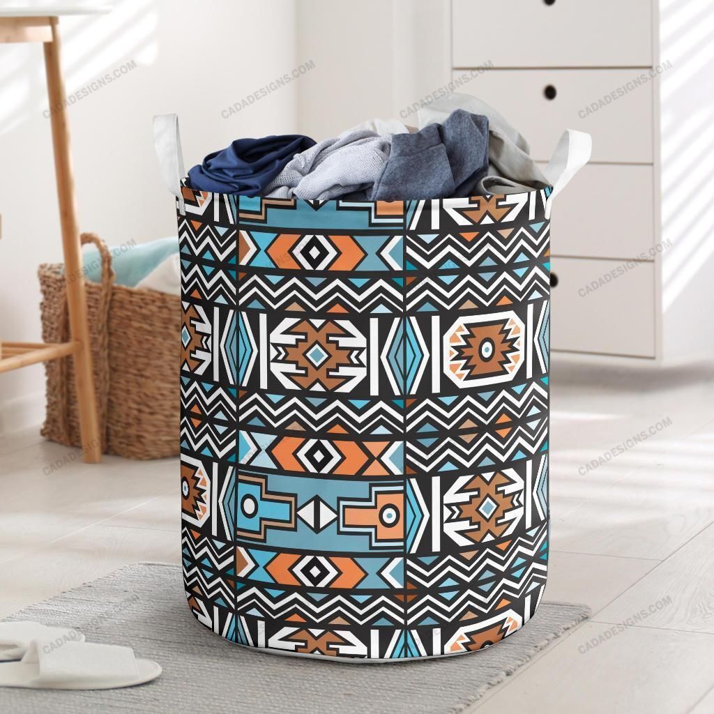 South African Ndebele Pattern All Over Printed Laundry Basket