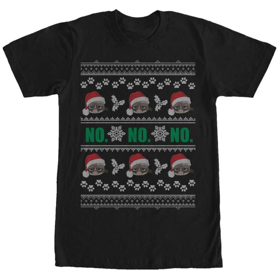 Grumpy Cat Men’s Ugly Christmas No  T Shirt Black