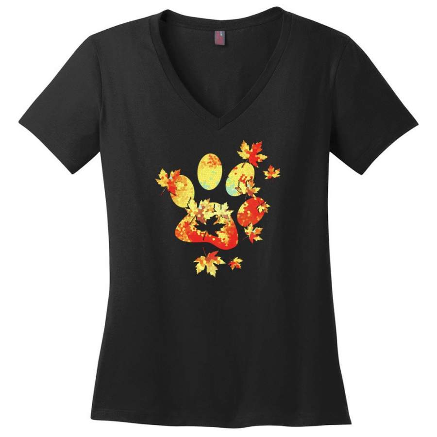 Paw Print T Shirt Dog Cat Puppy Kitten Hand Cute Simple Dog – Ladies V-Neck