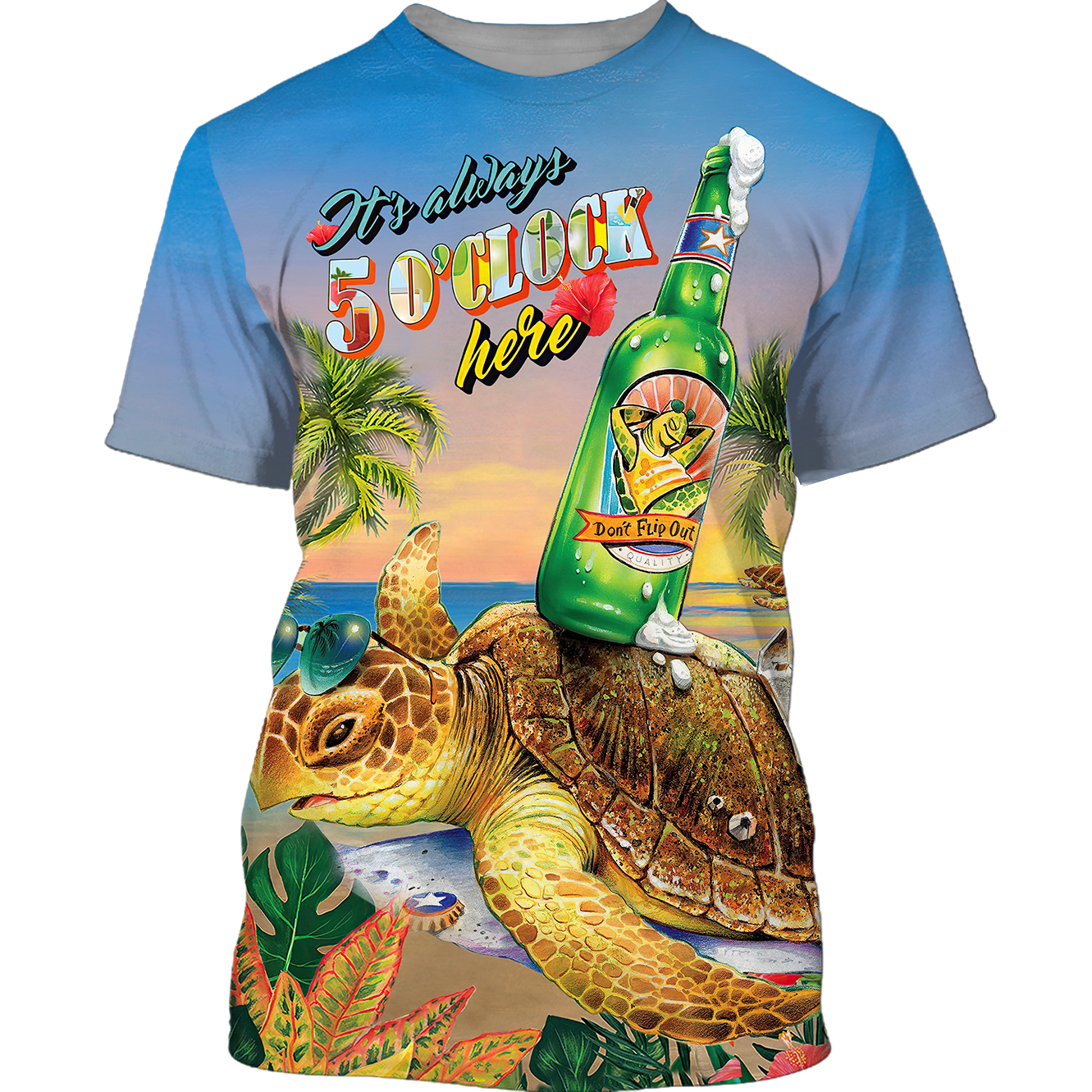 Funny Turtle Beer Summer 3D Shirt, Turtle On The Beach Vacation Shirts For Men Women, Beer Turtle Shirt