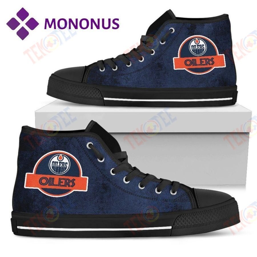 Mens Womens Jurassic Park Edmonton Oilers High Top Shoes Black TMT821