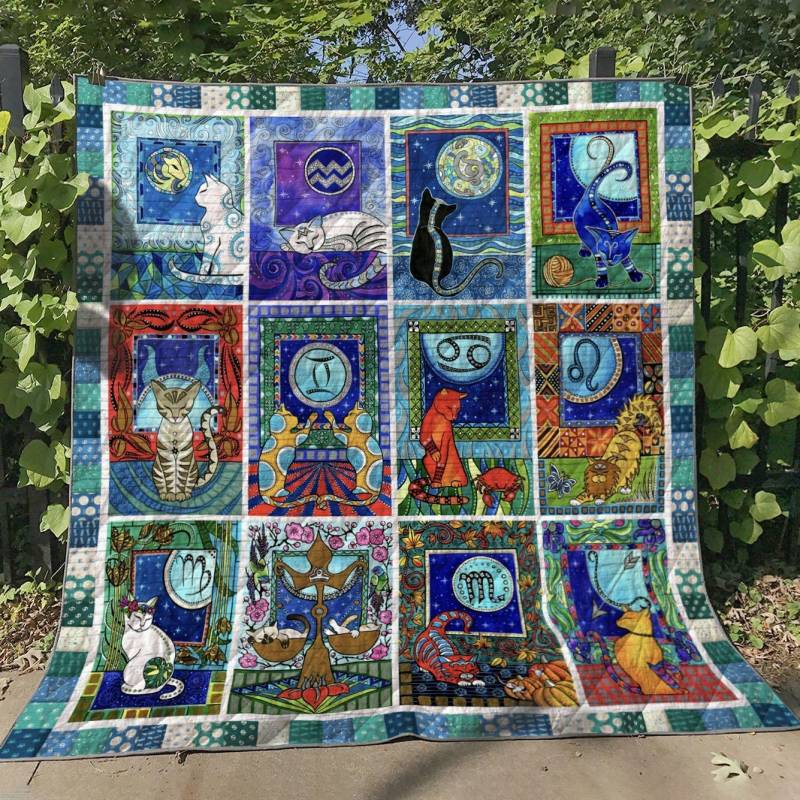 A BC – Zodiac Cat Quilt Blanket