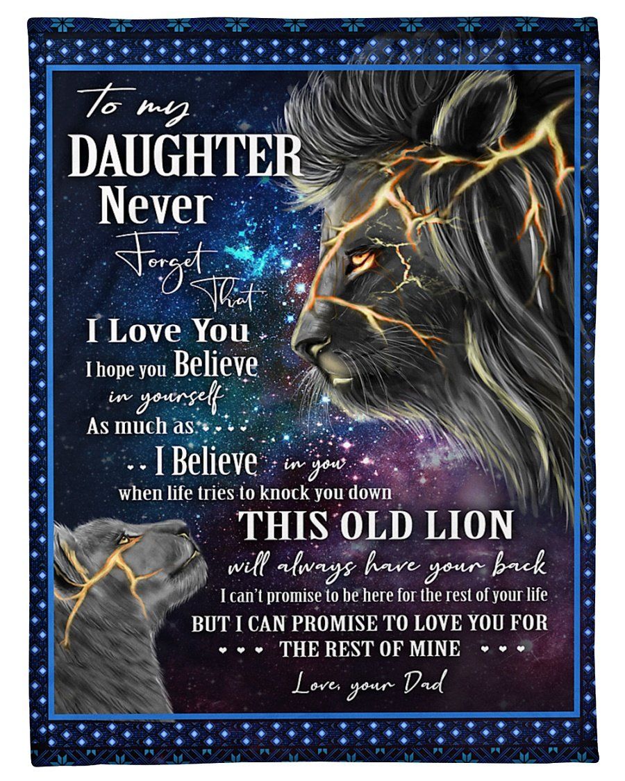 This Old Lion Will Always Have Your Back To Daughter Fleece Blanket Fleece Blanket