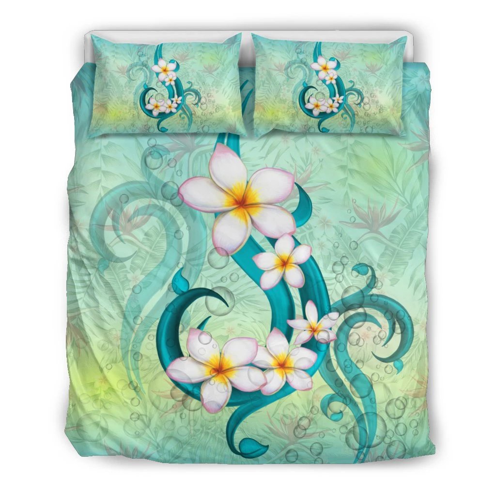 Hawaiian Bubbles Plumeria Strelitzia Flower Background Polynesian Bedding Set – AH – J1