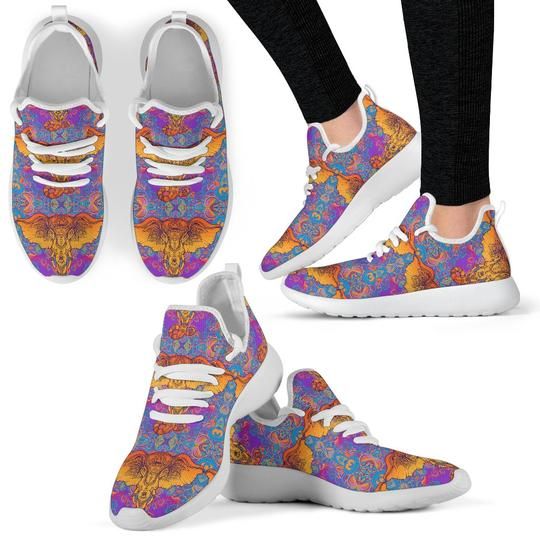 Gold Elephant Indian Mesh Knit Sneakers Shoes For Women, Men