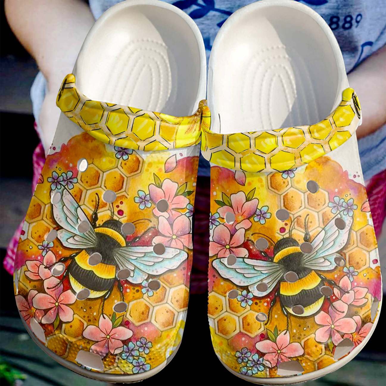 Bee Personalized Clog, Custom Name, Text, Color, Number Fashion Style For Women, Men, Kid, Print 3D Bumble Bee