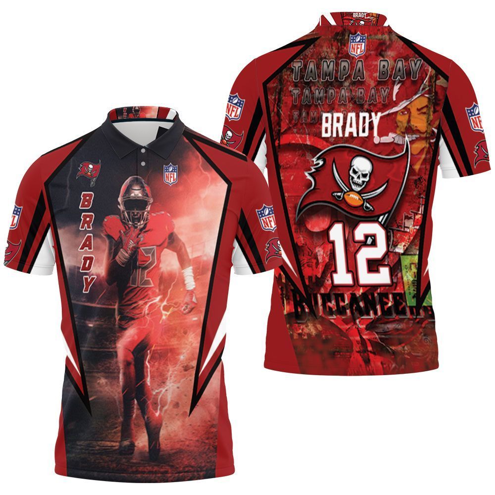 12 Tom Brady Tampa Bay Buccaneers Flag South Division 2021 3D Polo Shirt All Over Print Jersey