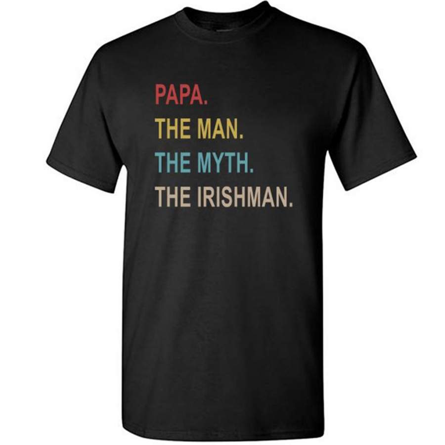 Papa The Man The Myth The Irishman Classic Vintage Retro Design – Gildan Short Sleeve Shirt