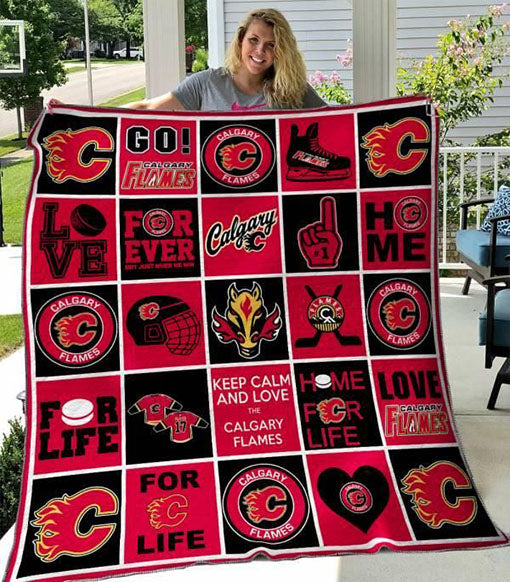 Calgary Flames Quilt Blanket 01