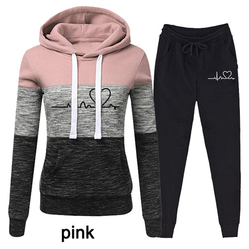 Bikinis Secret Women Spliced Sweater Tracksuit Sweatshirts Pullover Hoodies Suit Female Sport Jogger Pants Outfits 2 Pcs Sets alx