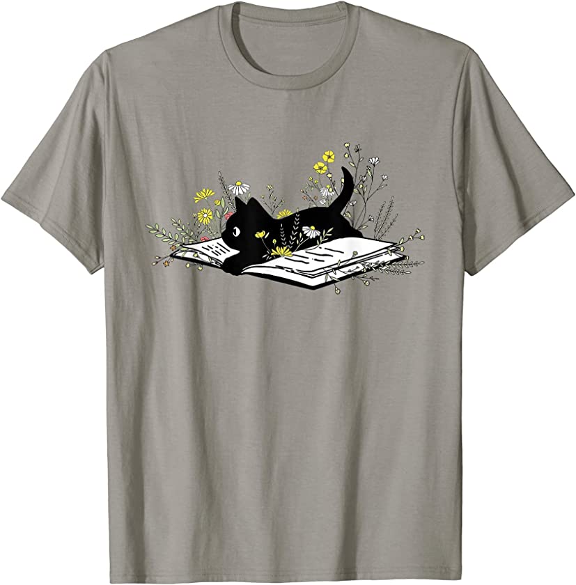 Cat cute book flower plant lover book lover cat kitty kitten T-Shirt