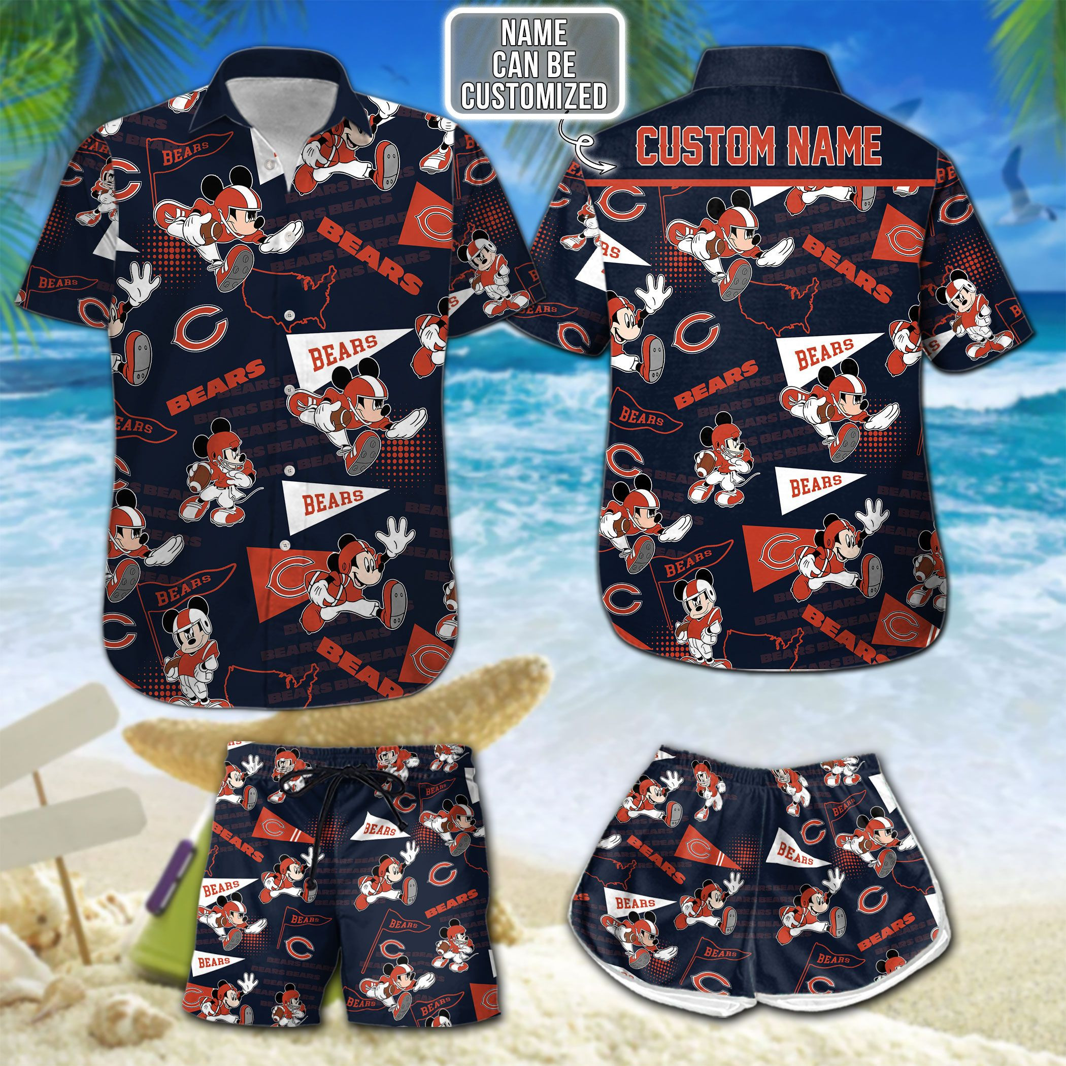 Chicago Bears Personalized Hawaiian Shirt And Shorts Combo Hawaiian 01 Ha39614