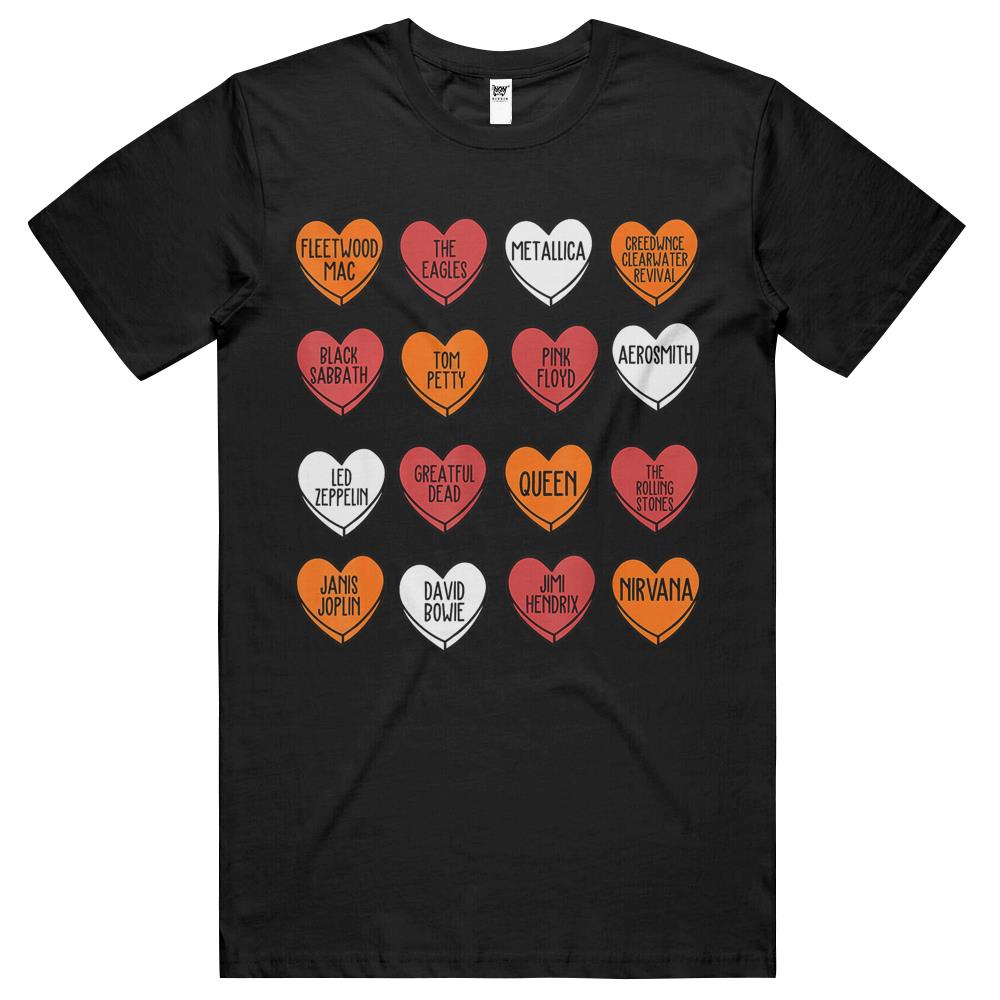 Rock Bands Hearts Candy Valentines Day Fan Music Lover T Shirts