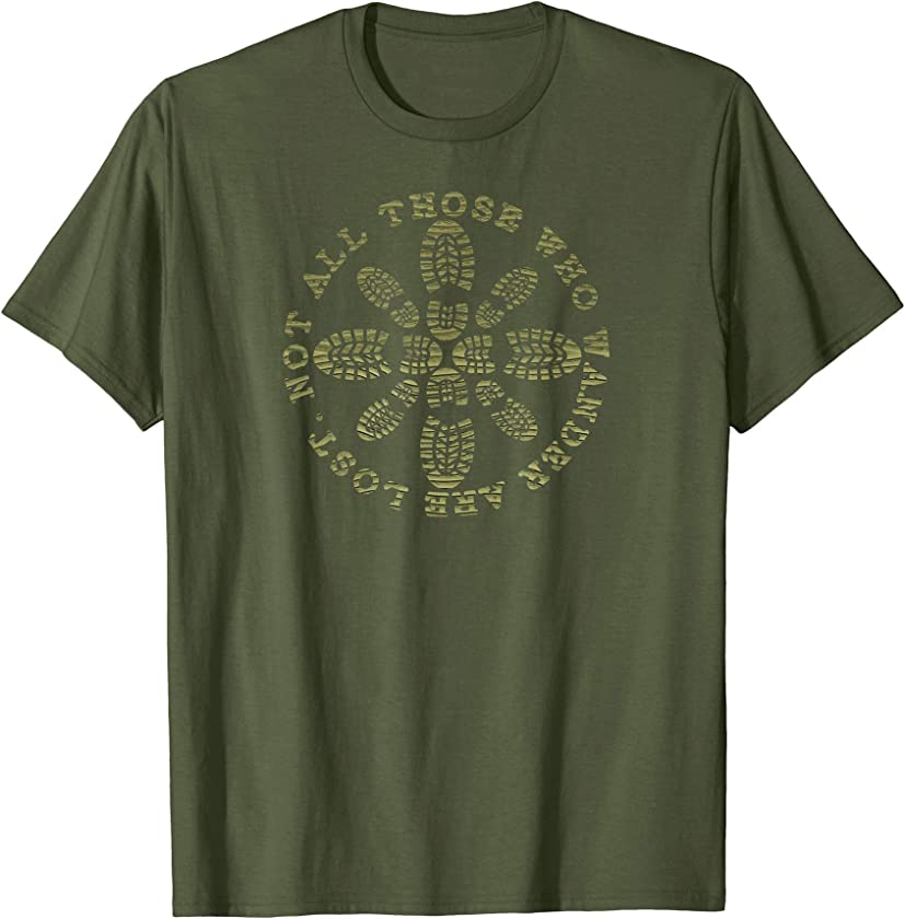 Vintage Hiker Not All Those Who Wander are Lost Hiking Olive T-Shirt