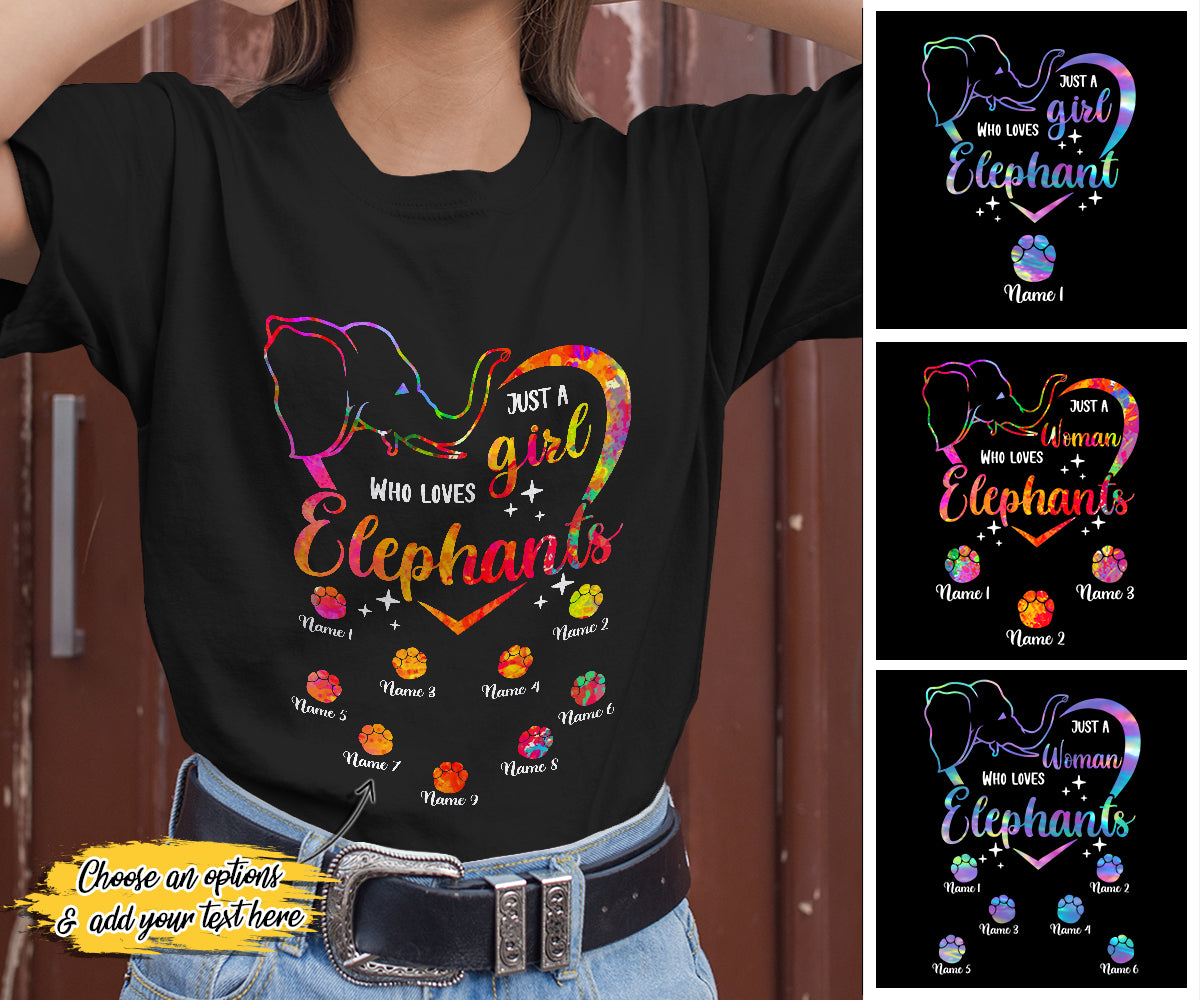 Personalized Custom Name Colorful Elephant Lovers Heart Paw Funny Shirt – Vth Ts1