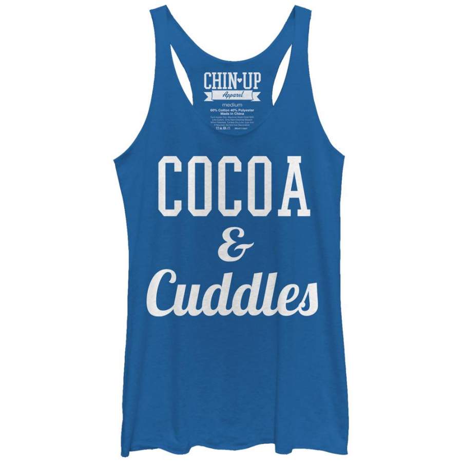 CHIN UP Women’s Cocoa and Cuddles  Racerback Tank Royal Blue Heather