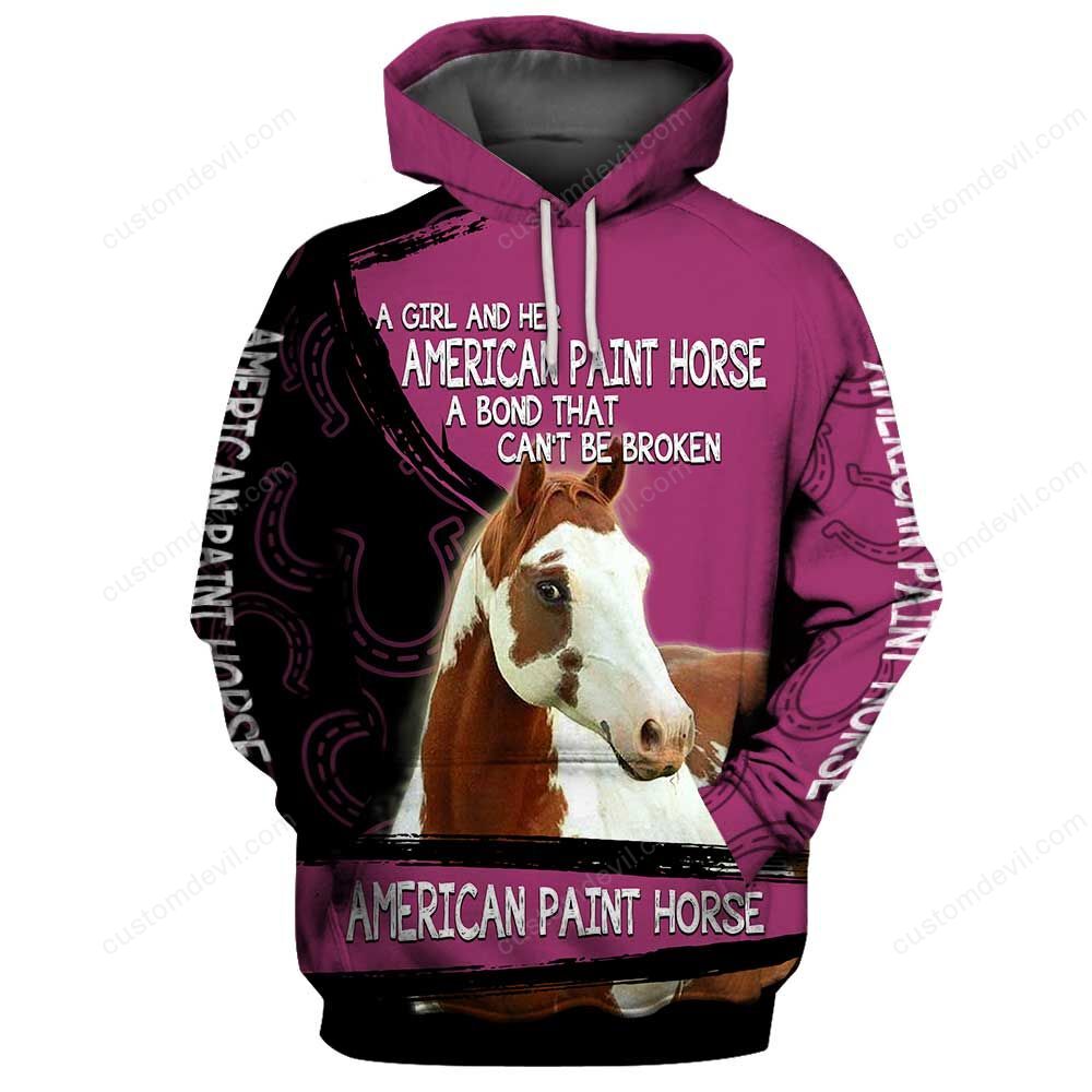 American Paint Horse 3D Full Printing Hoodie And Unisex Tee