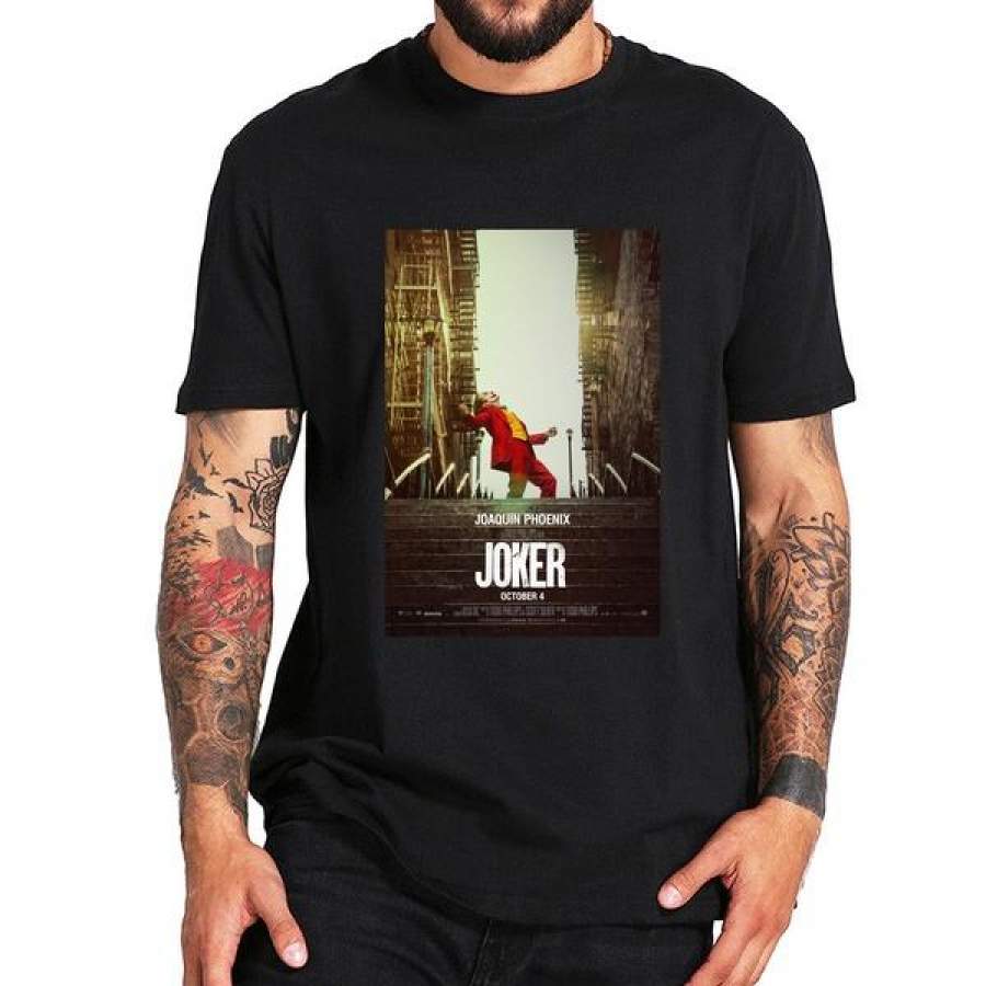 Joker 2020 Movie Poster Joaquin Phoenix Robert De Niro Mens Round Neck Fashion Clothing Short Sleeves T Shirt