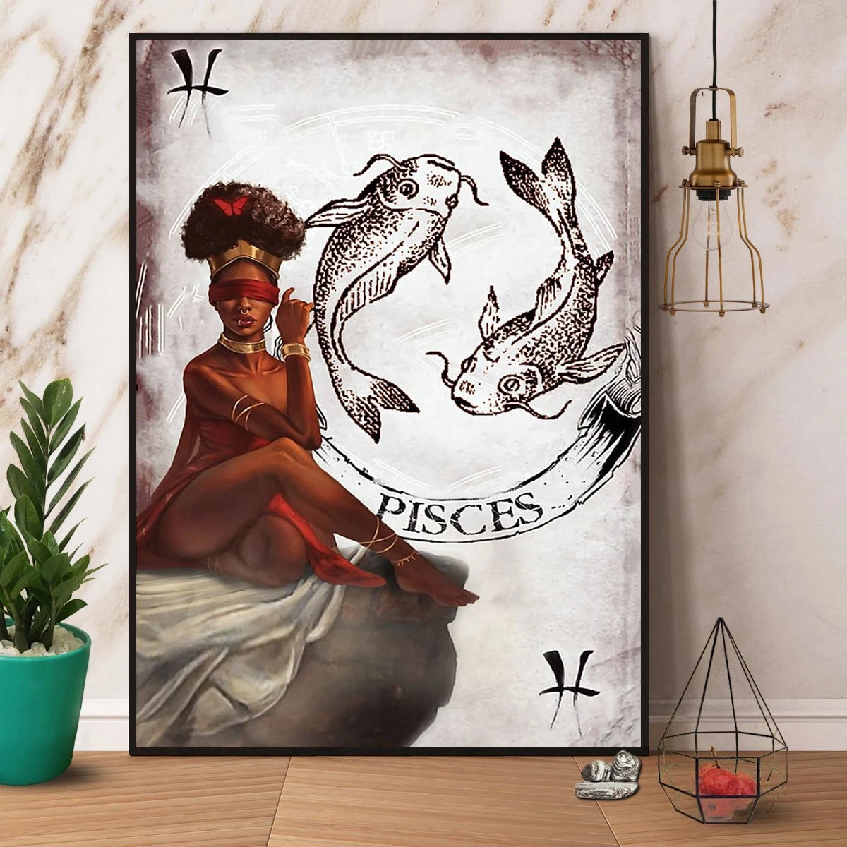 Pisces Zodiac Black Girl Print Gift For Black Great No Frame Canvas Prints Poster Wall Art Decor