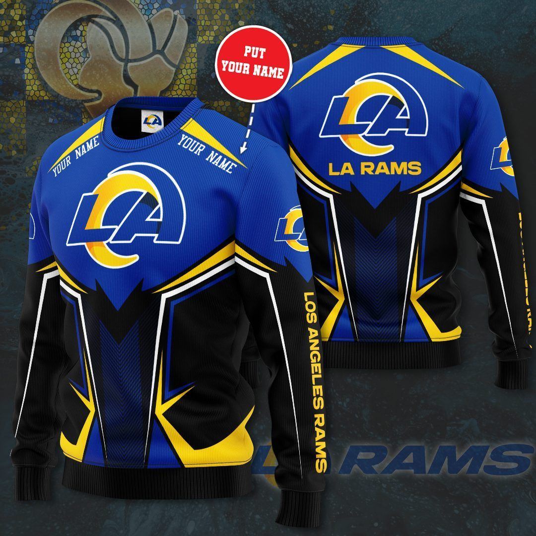 Personalized Los Angeles Rams All Over Print 3D Casual Unisex Sweatshirt – Neon Blue Black