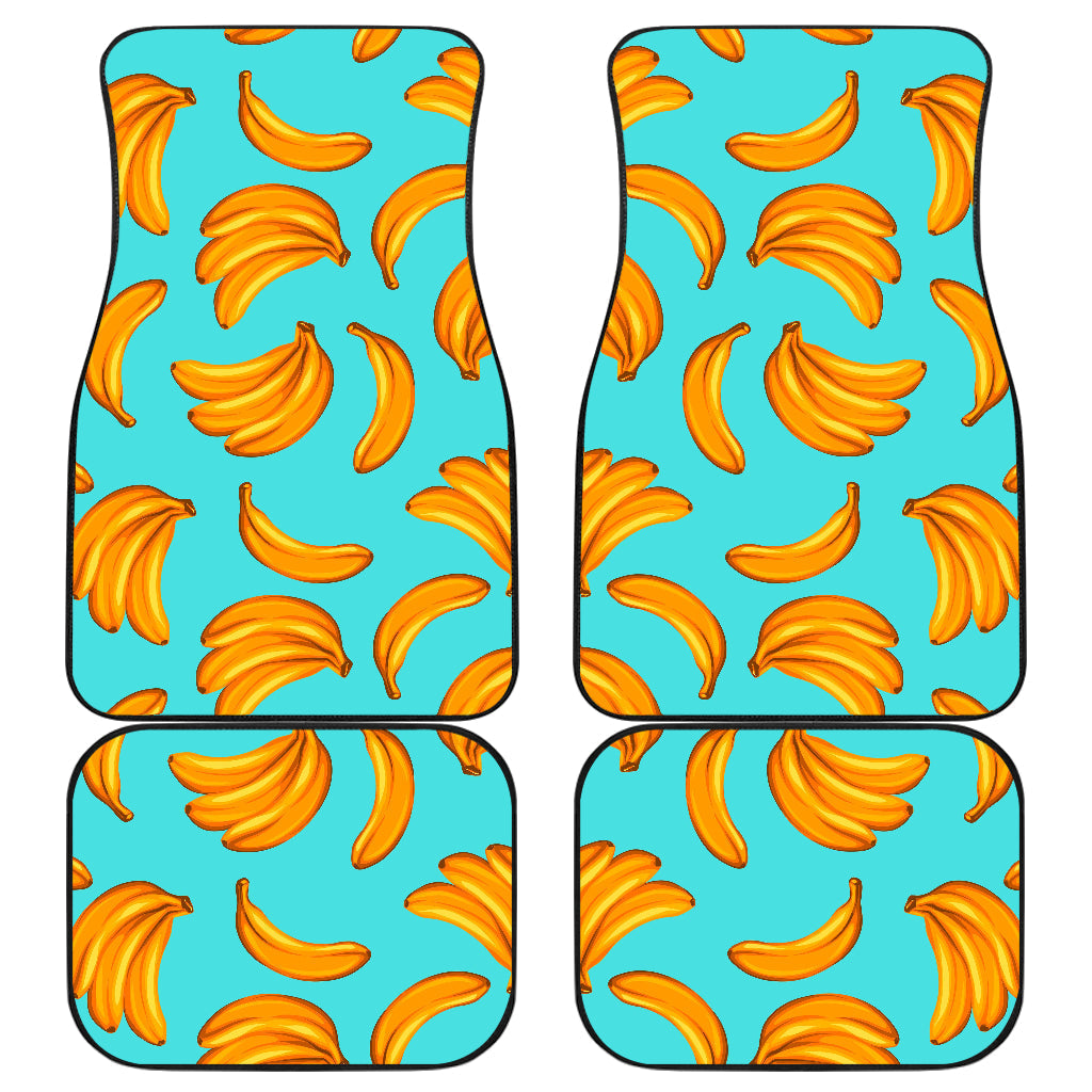 Blue Banana Pattern Print Front And Back Car Floor Mats, Front Car Mat