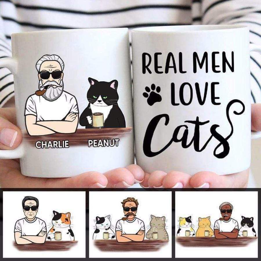 Father Of Cats Old Man Personalized Mug