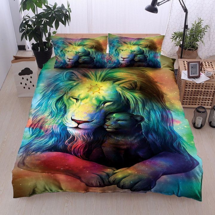 3D Colorful Lion Cotton Bed Sheets Spread Comforter Duvet Cover Bedding Sets