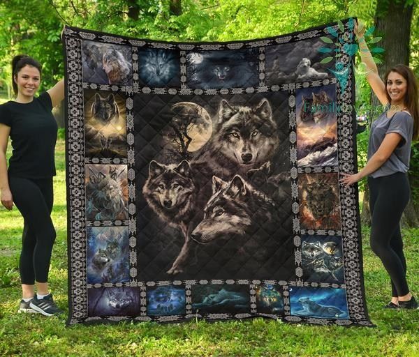 Wolf Family Brave Animal Quilt Blanket