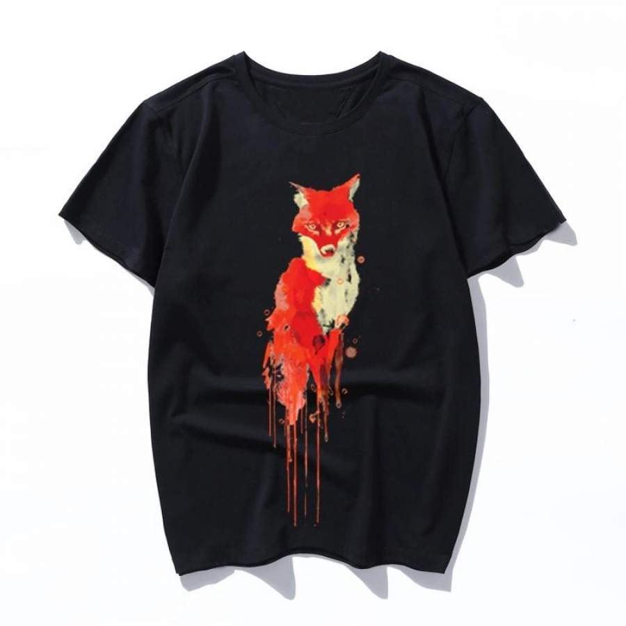 the fox the forest spirit Women T-shirts artistic oil painting Harajuku aesthetic Ullzang oversized t shirt korean clothes