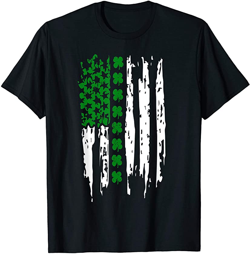 Vintage USA St Patrick Day Shamrock Flag T-shirt