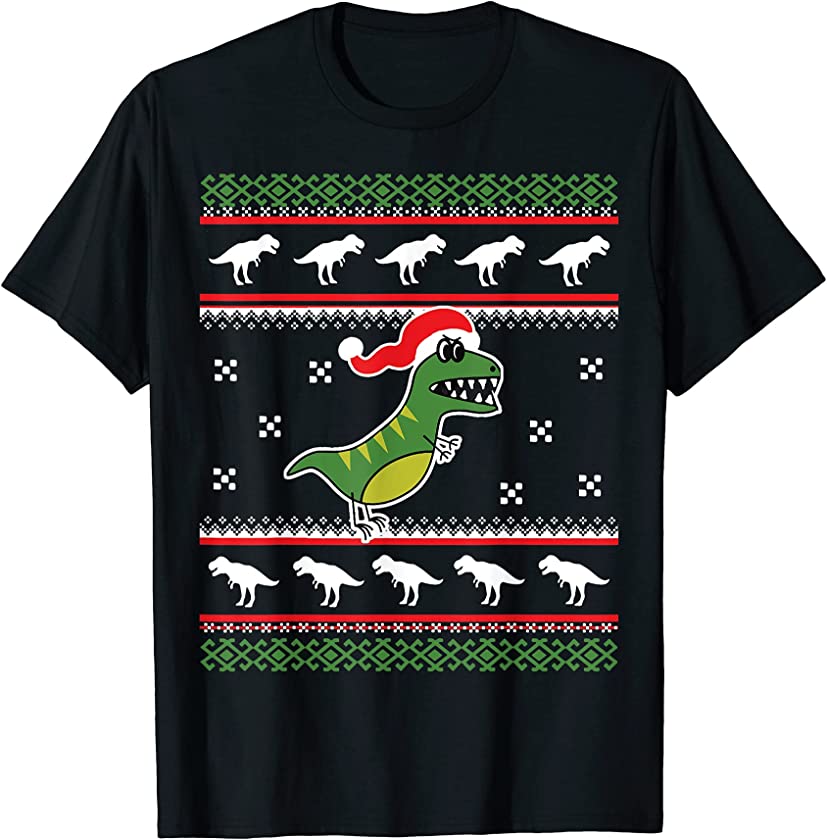 Trex Santa Ugly Christmas Cool, Funny Dinosaur T-Shirt