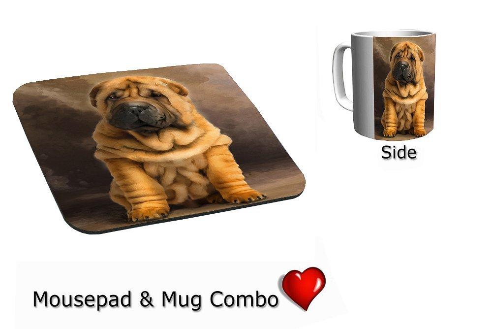 Shar Pei Puppy Dog Mug & Mousepad Combo Gift Set