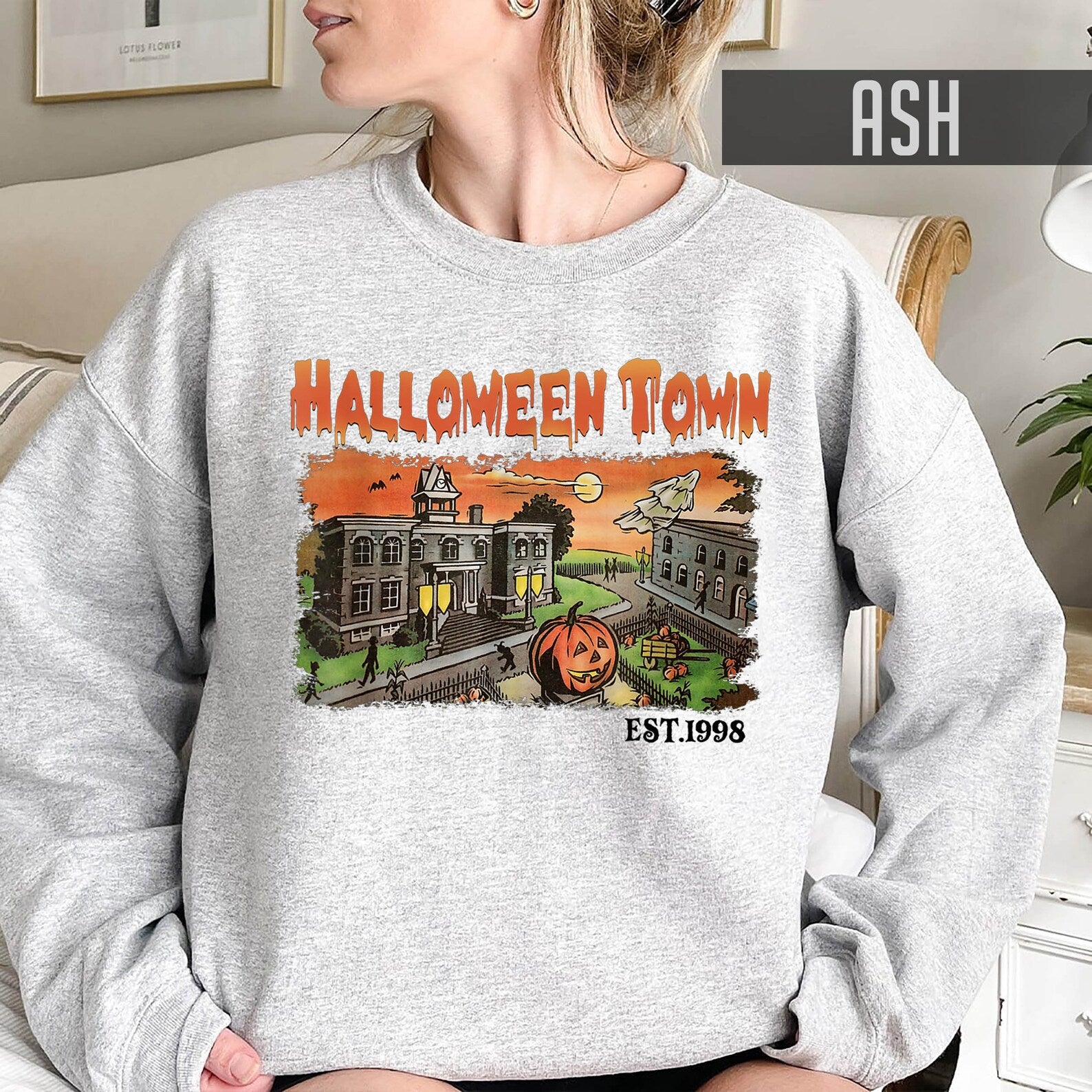 Halloween Town Est 1998 Sweatshirt Halloween 2D Crewneck Sweatshirt All Over Print Sweatshirt For Women Sweatshirt For Men Sws3842