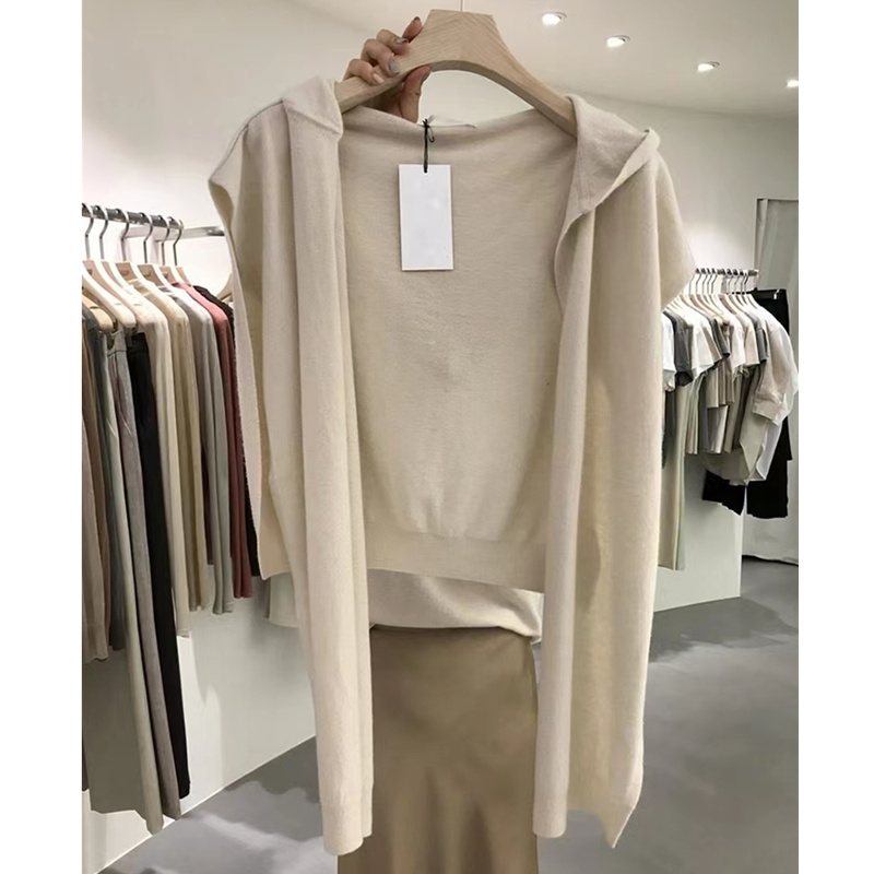 South Korea Dongdaemun pure wool hooded shawl with women’s versatile knitwear cashmere cape jacket alx