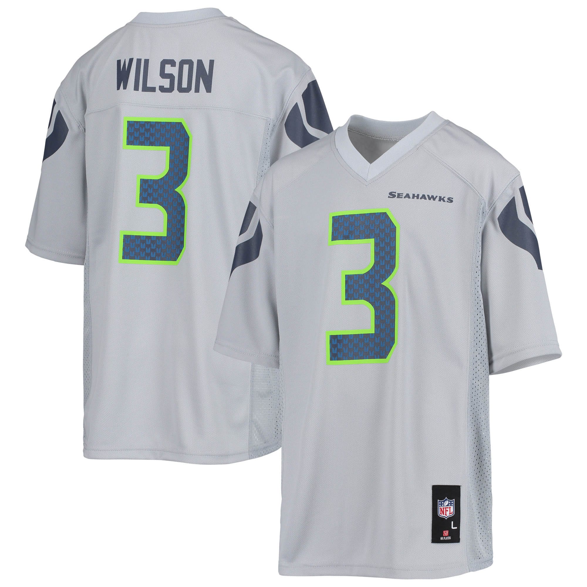 Youth Seattle Seahawks Russell Wilson Gray Player Jersey