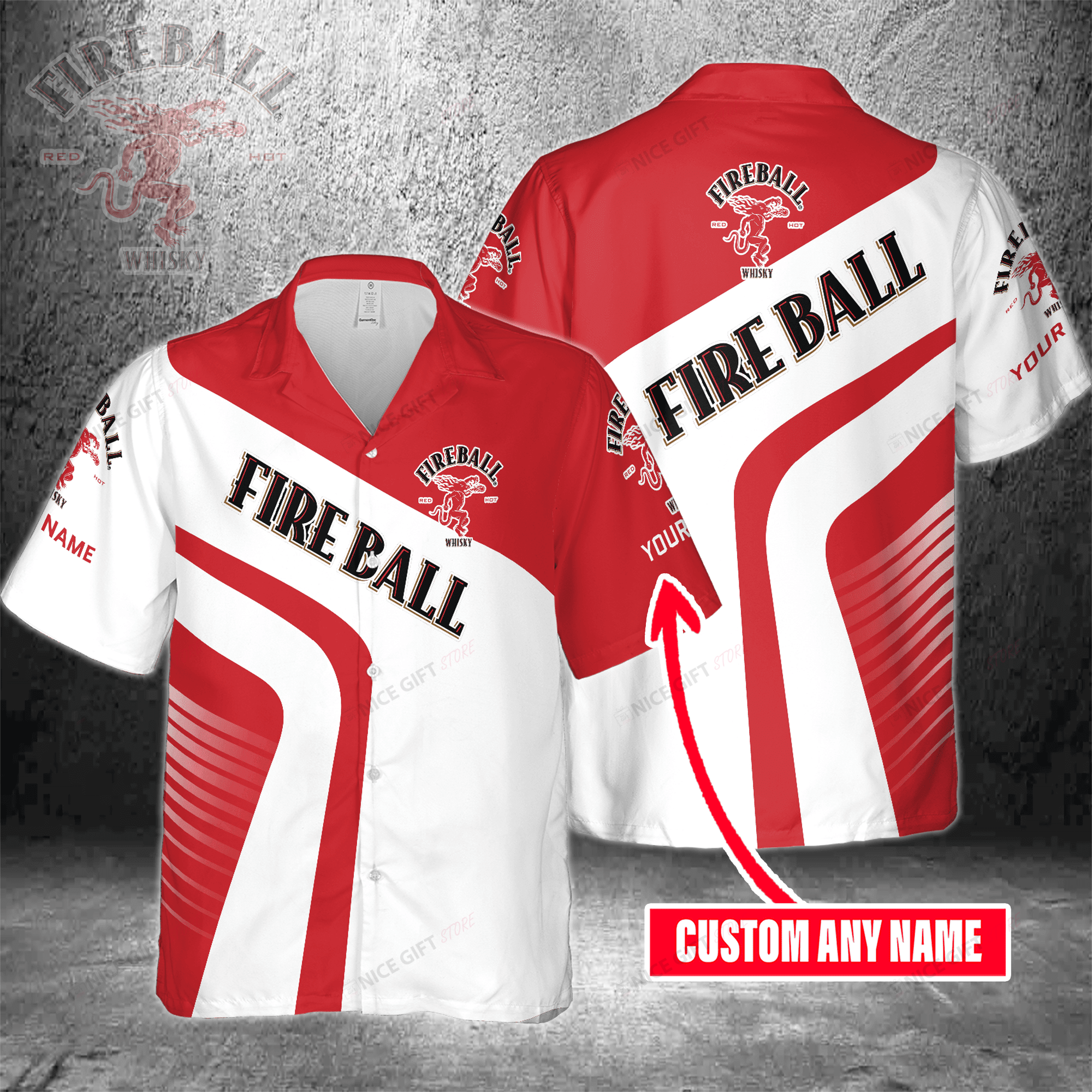 Fireball Cinnamon Whisky Custom Name Hawaiian Shirt 3Hs-C6X0