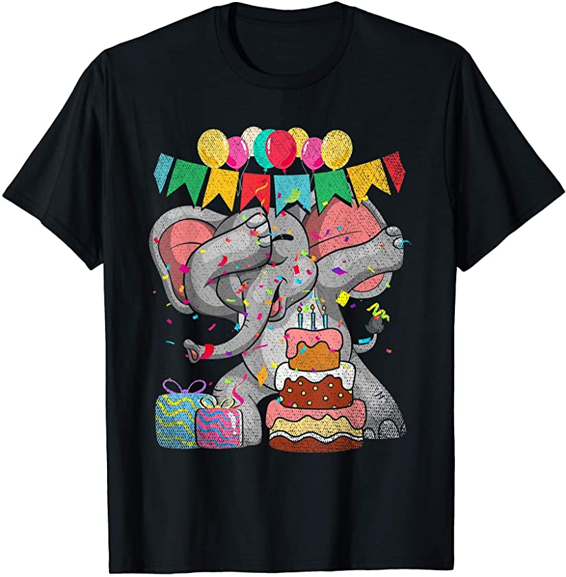 Funny Africa Animal Kids Birthday Dabbing Elephant T-Shirt