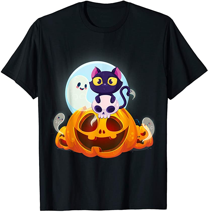 Cute Halloween Cat Pumpkin Kitty Ghosts Kitten Halloweenj T-Shirt