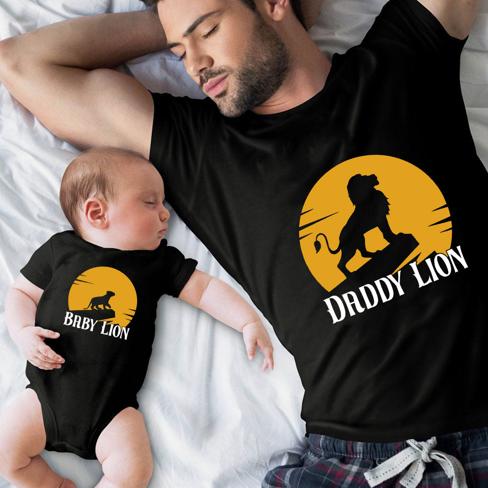 Personalized Daddy And Baby Matching Shirt Daddy And Baby Lion Matching Outfit Baby Onesie Gift For New Dad