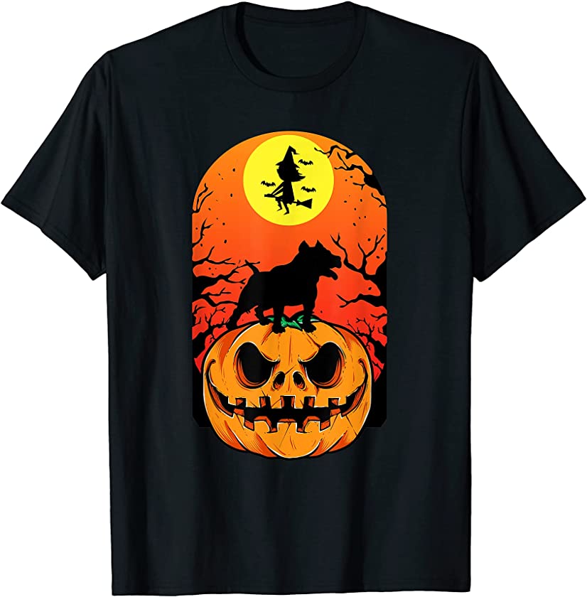 Pitbull Halloween Puppy Pumpkin Dog owner lover design T-Shirt