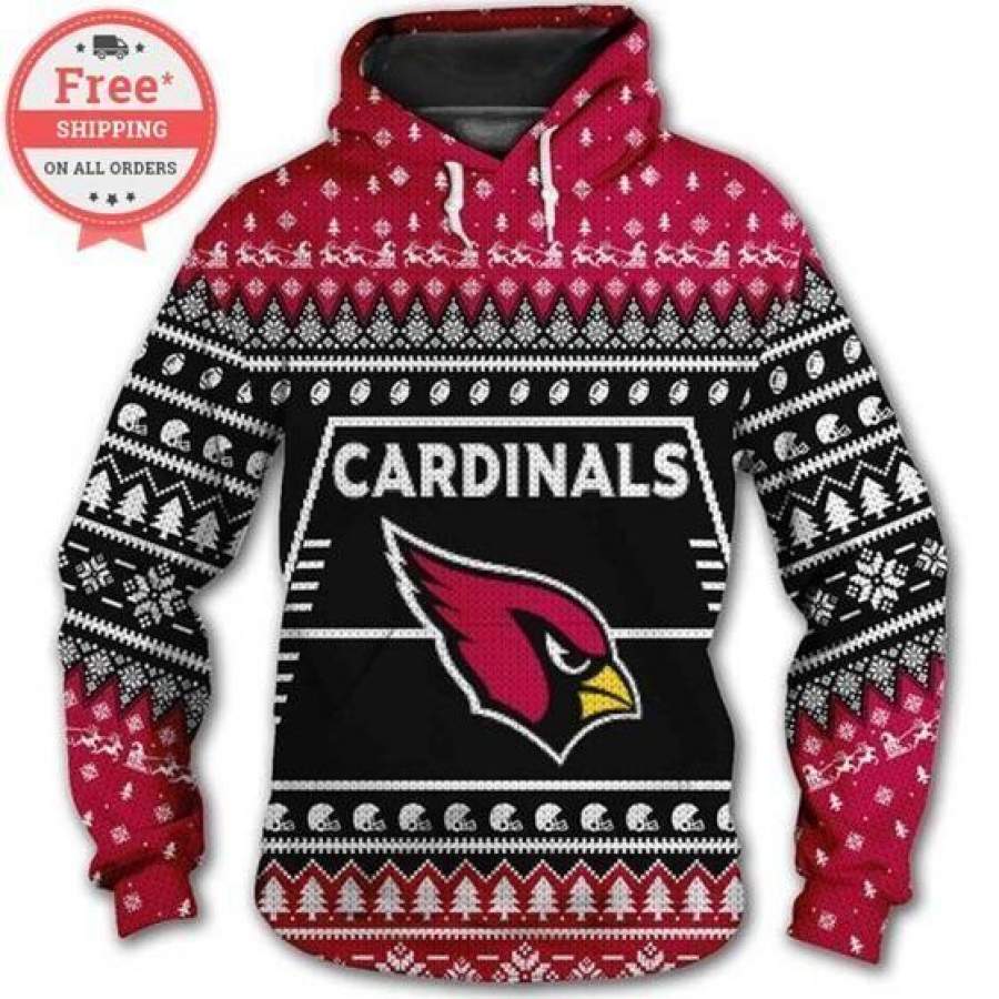 Arizona Cardinals Christmas Hoodie Unisex 3D All Over Print