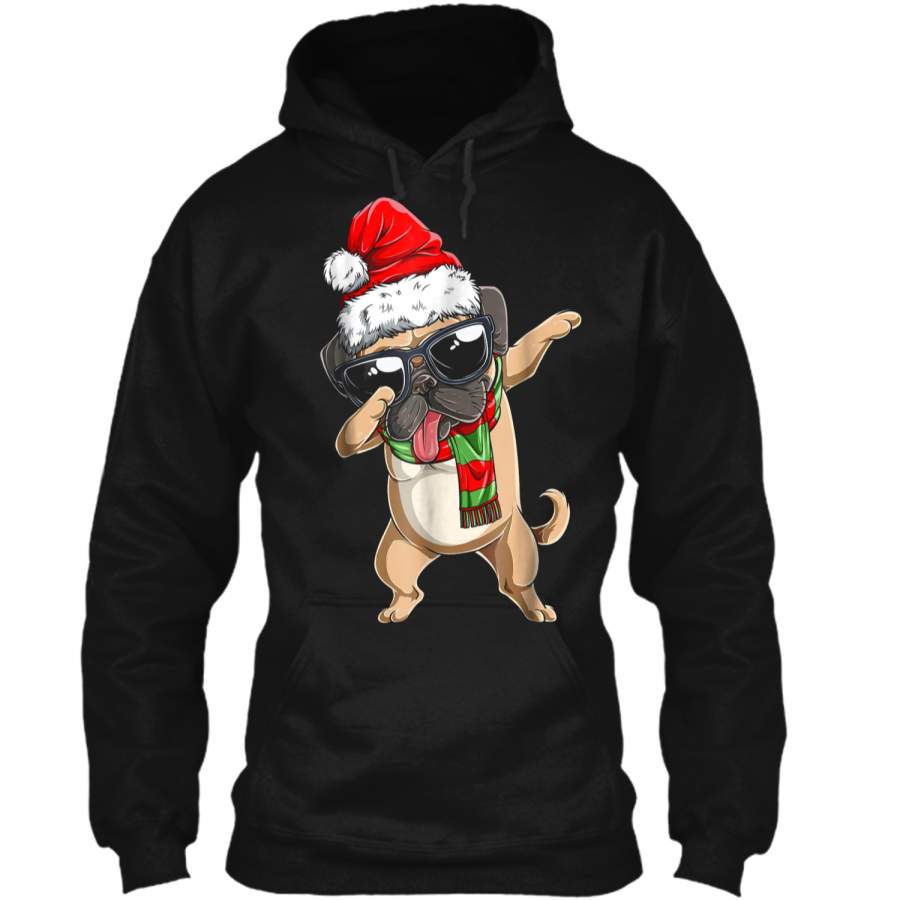 Dabbing Pug Santa Christmas Kids Boys Girls Gifts Pullover Hoodie 8 oz