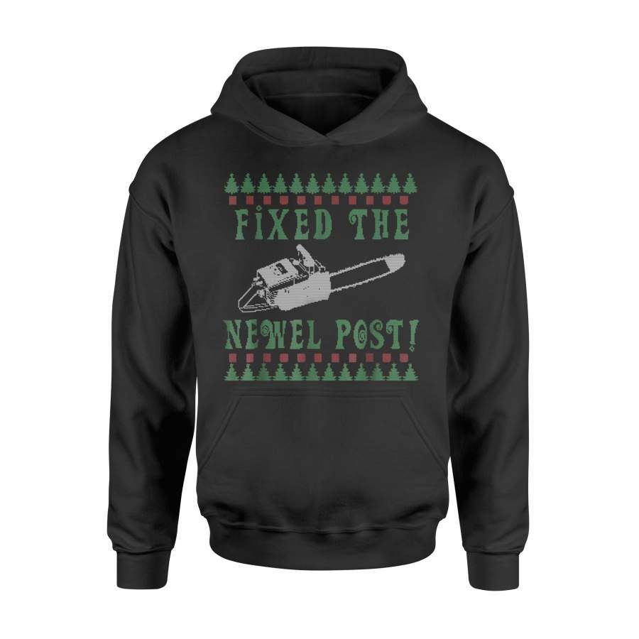 Ugly Christmas sweater tshirt design fixed the newel post – Standard Hoodie