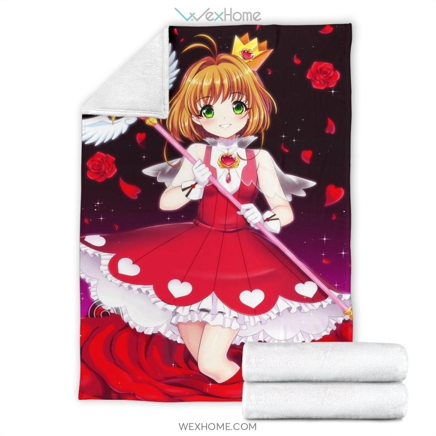 Sakura Red Anime Premium Blanket