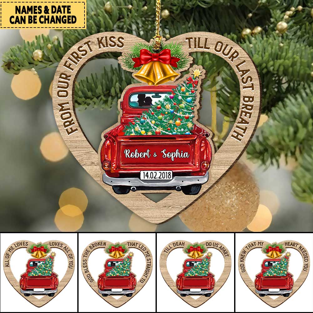 Personalized Couple Red Truck Christmas Ornament Shape Ntk29Oct21Vn1