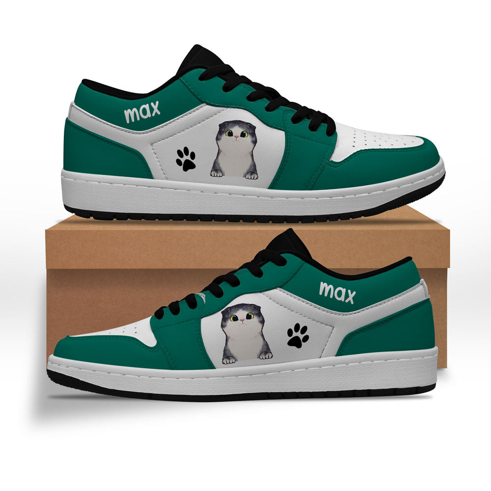 Cat Lover Gift – Personalized Name Green & White Jd Sneakers Vhss0234