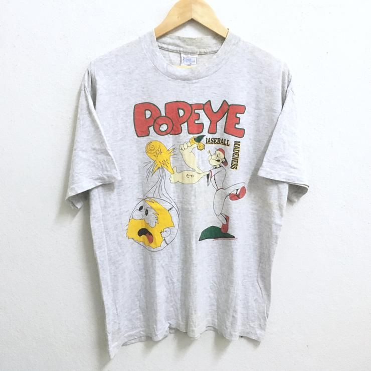 Rare Vintage Popeye The Sailor Cartoon Comic Movies Big Logo Crew Neck Grey Colour Shirt